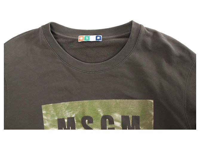 MSGM, suéter verde con logo de caja y estampado metalizado - vista 5