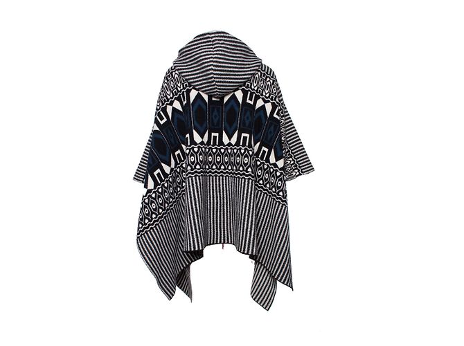 Chloé Chloe, Poncho con capucha y estampado étnico. Azul Multicolor - vista 2