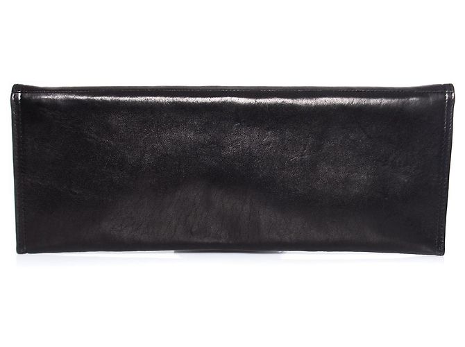 Autre Marque Casa Du Posh, Clutch de couro com anel articulado na cor preta. Preto - vista 2