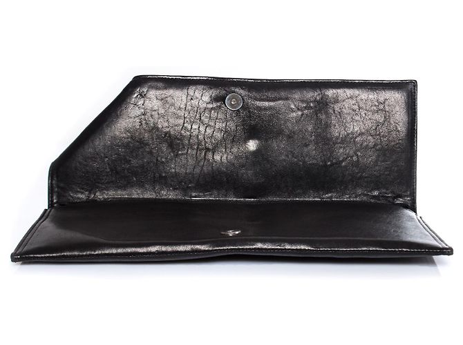 Autre Marque Casa Du Posh, Clutch de couro com anel articulado na cor preta. Preto - vista 3