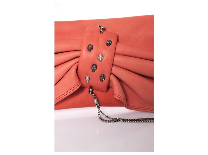 Autre Marque Maison Du Posh, clutch rosa corallo con teschi - vista 4
