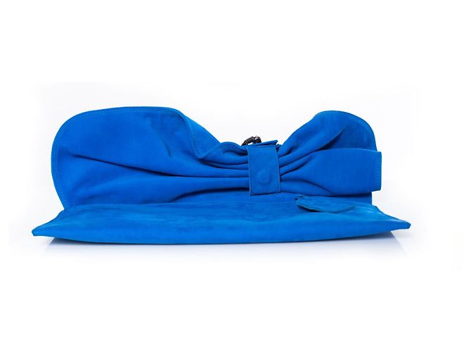 Autre Marque Maison Du Posh, Pochette in pelle blu - vista 3