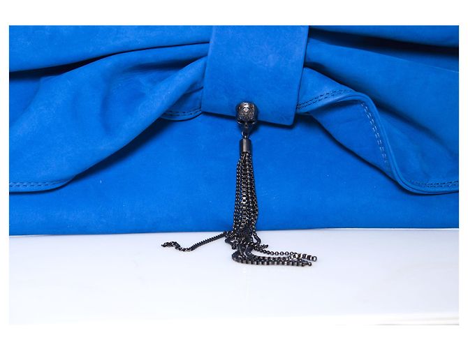 Autre Marque Maison Du Posh, Pochette in pelle blu - vista 4
