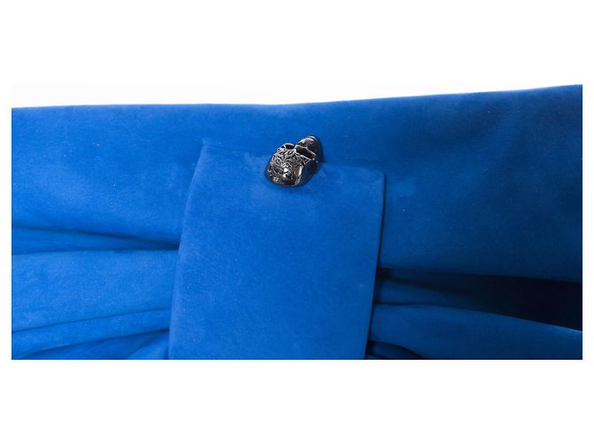 Autre Marque Maison Du Posh, Pochette in pelle blu - vista 5
