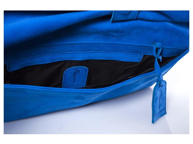 Autre Marque Maison Du Posh, Pochette in pelle blu - vista 7