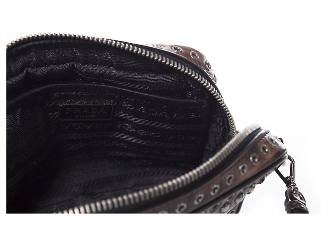 Prada, Vitello vintage embellished camera messenger bag. Brown - view 10