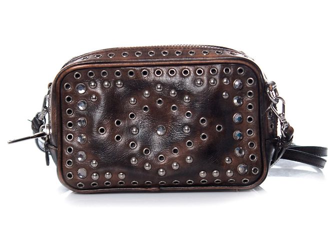 Prada, Vitello vintage embellished camera messenger bag. Brown - view 2