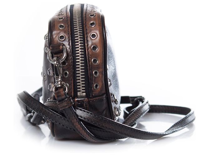Prada, Vitello vintage embellished camera messenger bag. Brown - view 4