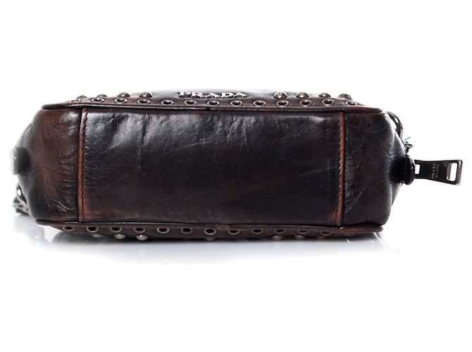 Prada, Vitello vintage embellished camera messenger bag. Brown - view 5