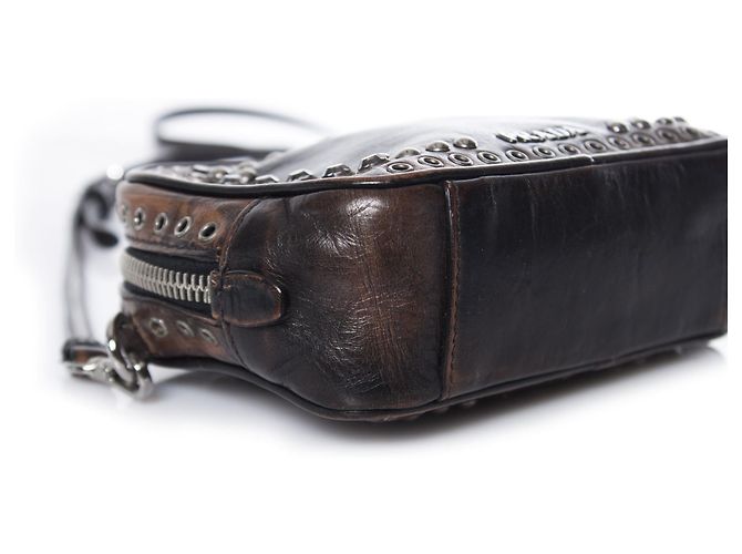 Prada, Vitello vintage embellished camera messenger bag. Brown - view 8
