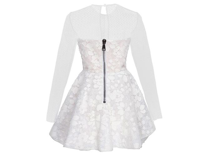 Autre Marque Alex Perry, Aubrey bandeau floral lace mini dress. White - view 3