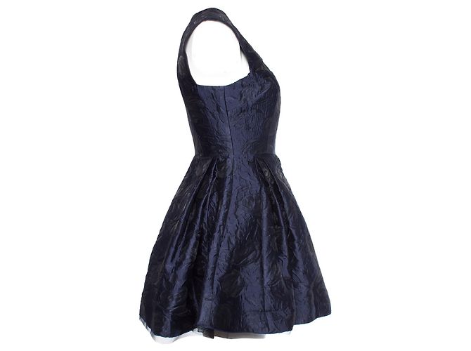 Autre Marque Alex Perry, Miniabito Dexter in broccato floreale. Blu - vista 4