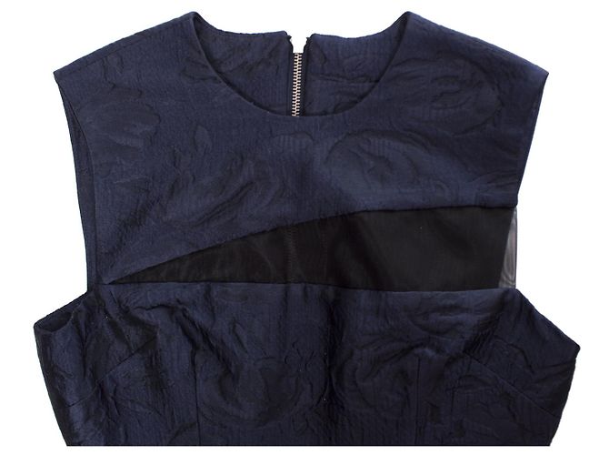 Autre Marque Alex Perry, Miniabito Dexter in broccato floreale. Blu - vista 5