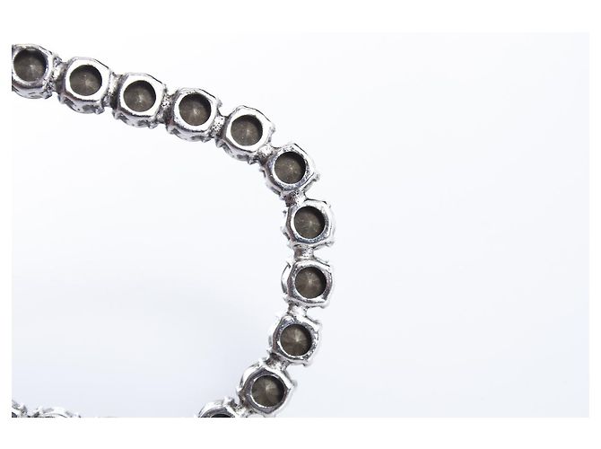 SAINT LAURENT, Orecchini pendenti ovali in cristallo XL Smoking Argento - vista 4