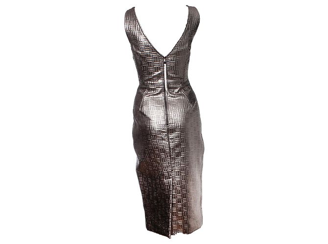 DOLCE & GABBANA, Goldmetallisches Bleistiftkleid Golden - Ansicht 2