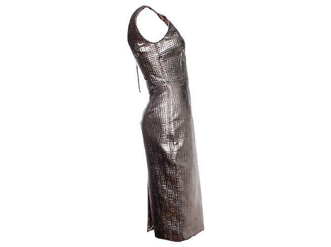 DOLCE & GABBANA, Goldmetallisches Bleistiftkleid Golden - Ansicht 3