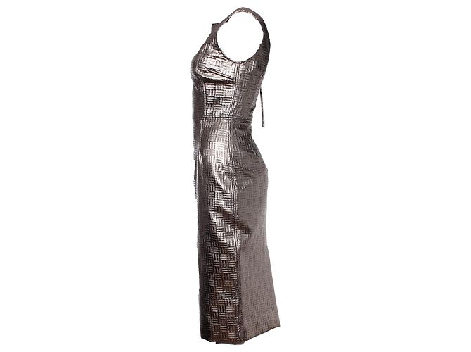 DOLCE & GABBANA, Goldmetallisches Bleistiftkleid Golden - Ansicht 4
