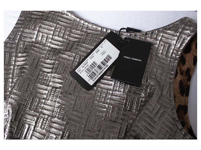 DOLCE & GABBANA, Goldmetallisches Bleistiftkleid Golden - Ansicht 6