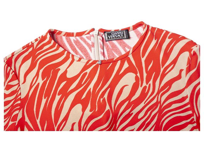 Gianni Versace Couture, 3Traje de una pieza con cuello de pelo naranja - vista 8