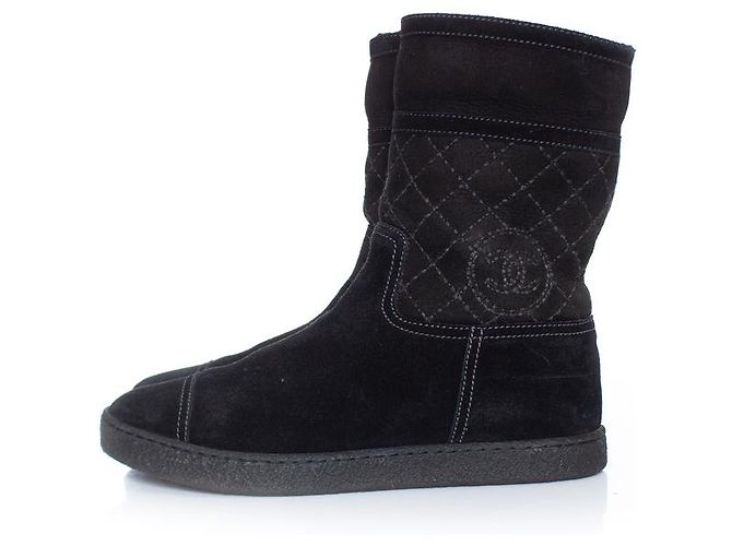 Chanel, Botins acolchoados em camurça Preto - vista 2