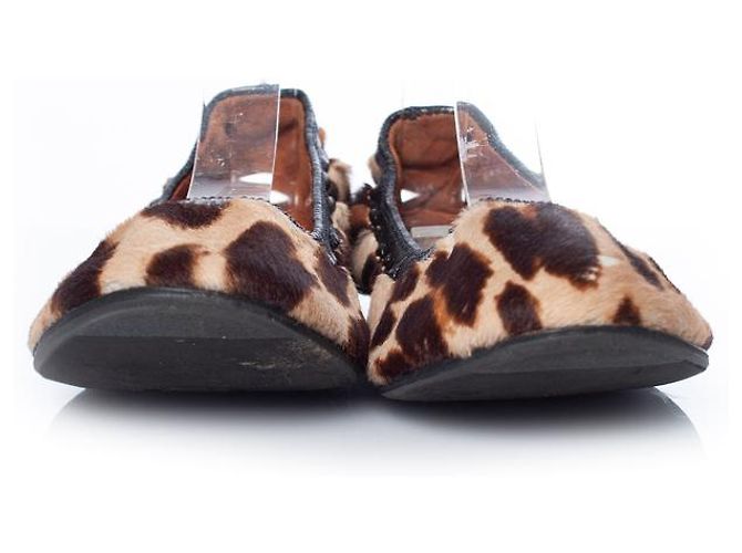 LANVIN, Bailarina de piel de potro con estampado de leopardo Castaño - vista 2