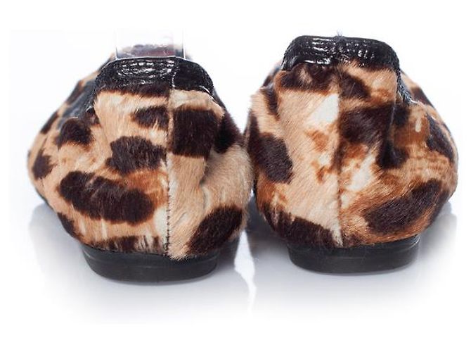 LANVIN, Bailarina de piel de potro con estampado de leopardo Castaño - vista 4