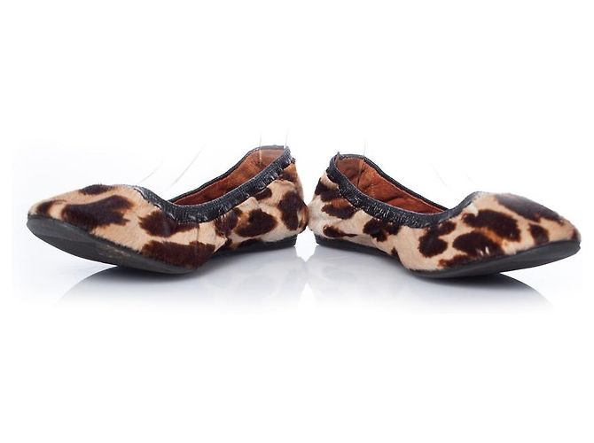 LANVIN, Bailarina de piel de potro con estampado de leopardo Castaño - vista 5