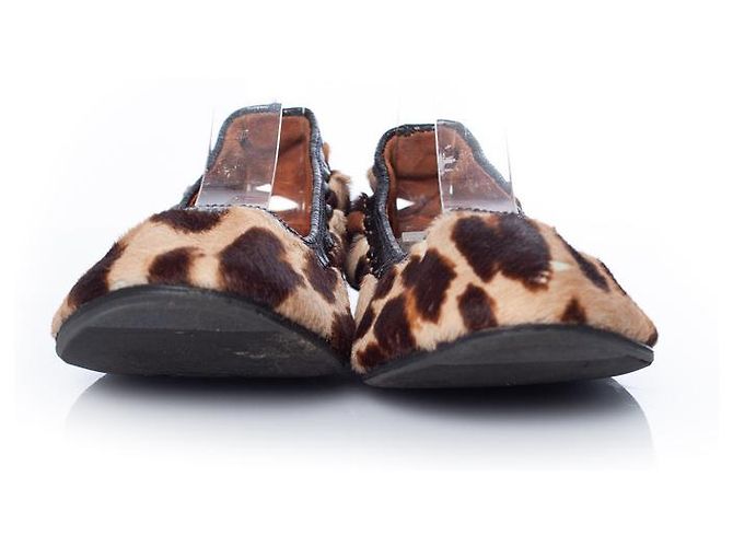 LANVIN, Bailarina de piel de potro con estampado de leopardo Castaño - vista 6