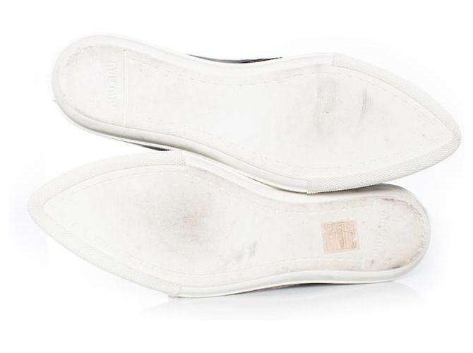 miu miu, sneakers slip on in pelle nera Nero - vista 7
