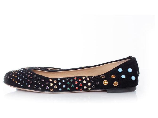 Giuseppe Zanotti, Ballerina in camoscio con borchie colorate Nero Multicolore - vista 2