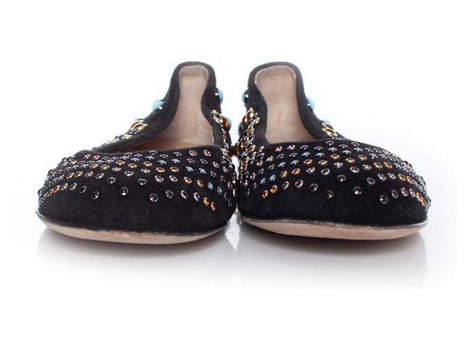 Giuseppe Zanotti, Ballerina in camoscio con borchie colorate Nero Multicolore - vista 3