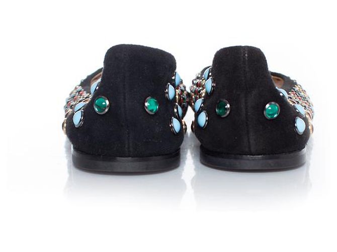 Giuseppe Zanotti, Ballerina in camoscio con borchie colorate Nero Multicolore - vista 5