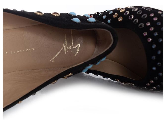 Giuseppe Zanotti, Ballerina in camoscio con borchie colorate Nero Multicolore - vista 7