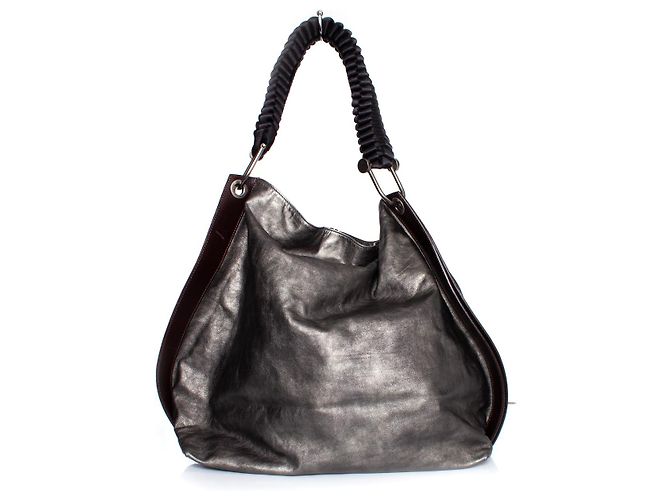Marni, Borsa a tracolla in pelle metallizzata Grigio - vista 2
