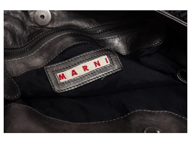 Marni, Borsa a tracolla in pelle metallizzata Grigio - vista 4