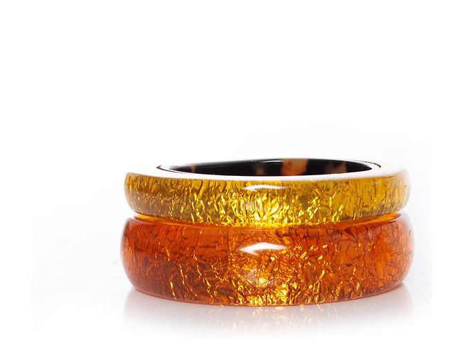 Jean Paul Gaultier, Bracciali rigidi epossidici Arancione Giallo - vista 2