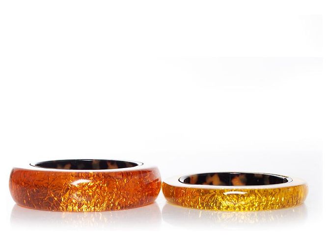 Jean Paul Gaultier, Bracciali rigidi epossidici Arancione Giallo - vista 4