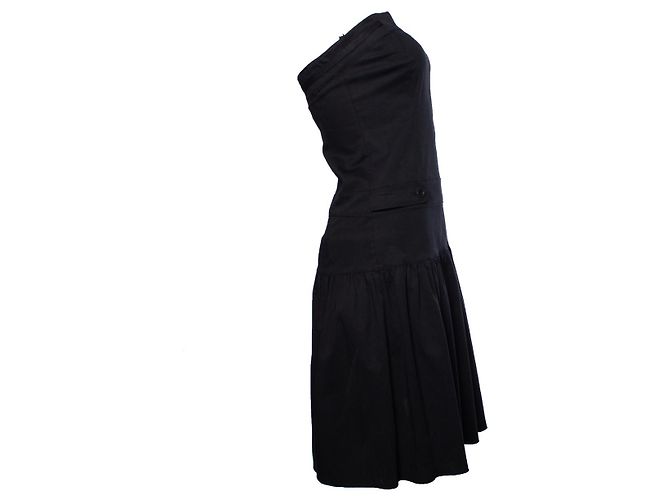 Patrizia pepe, Vestido palabra de honor con botones Negro - vista 3