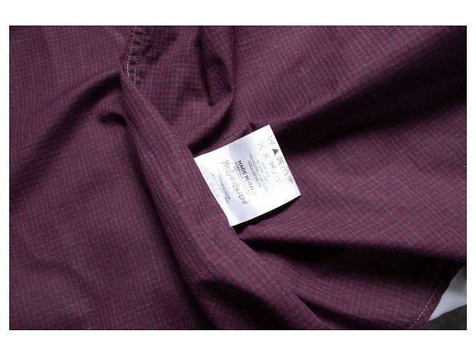 YVES SAINT LAURENT, camicia a quadri rosso vino - vista 5