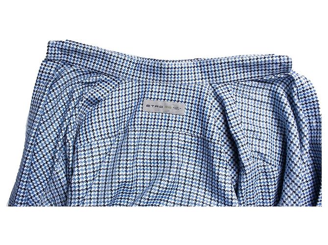 ETRO, camisa de pata de gallo en azul - vista 6