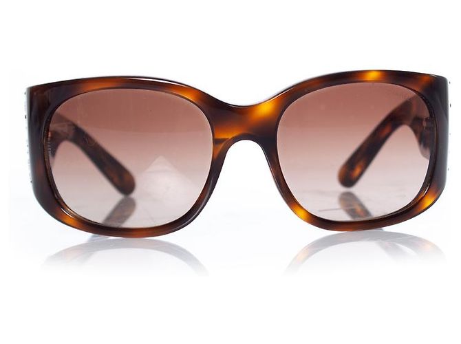 Chanel, gafas de sol con strass CC Castaño - vista 2
