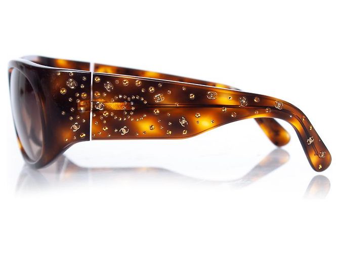 Chanel, gafas de sol con strass CC Castaño - vista 5