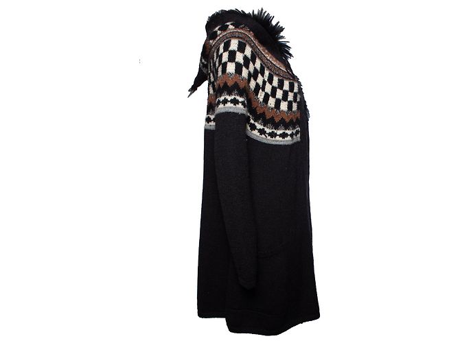 Jean Paul Gaultier, Strickjacke mit Kapuze Schwarz - Ansicht 4