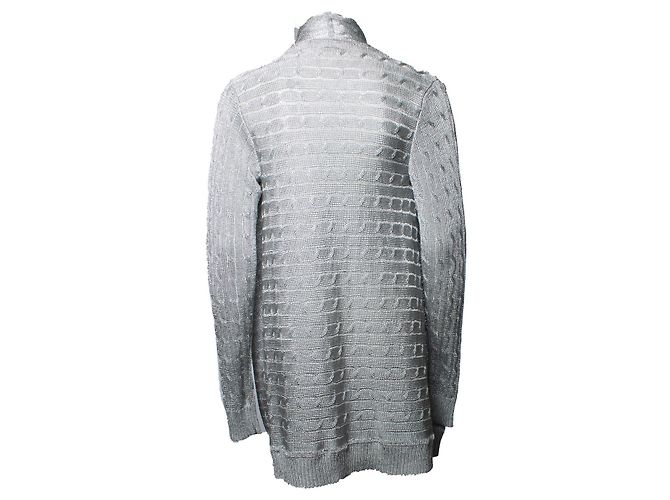 Ralph Lauren, Strickjacke mit Zopfmuster in Metallic-Optik Silber - Ansicht 2
