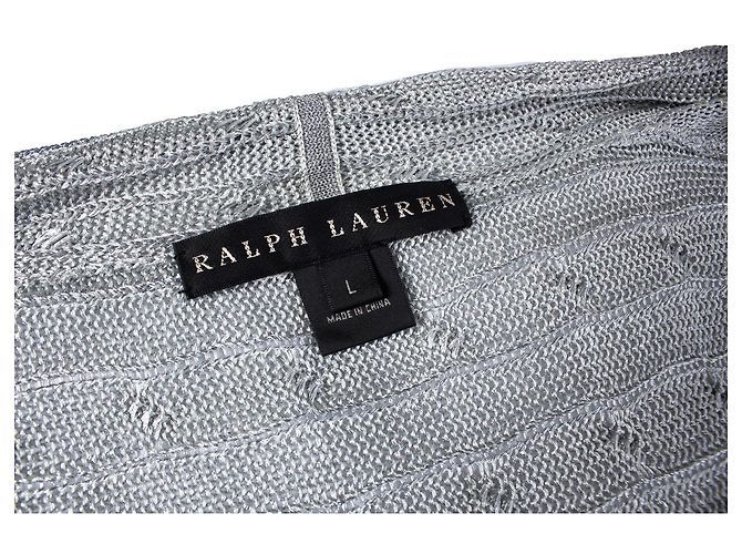 Ralph Lauren, Strickjacke mit Zopfmuster in Metallic-Optik Silber - Ansicht 5