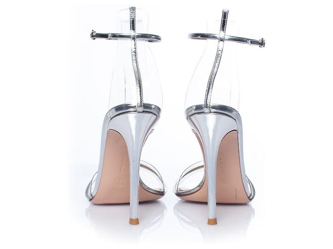 Gianvito Rossi, Sandalo metallico Plexi in argento - vista 3