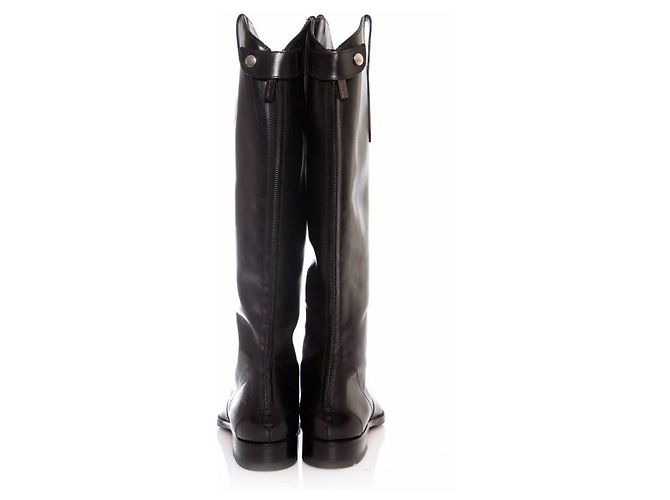 Santoni, black leather horse riding boots. - view 5