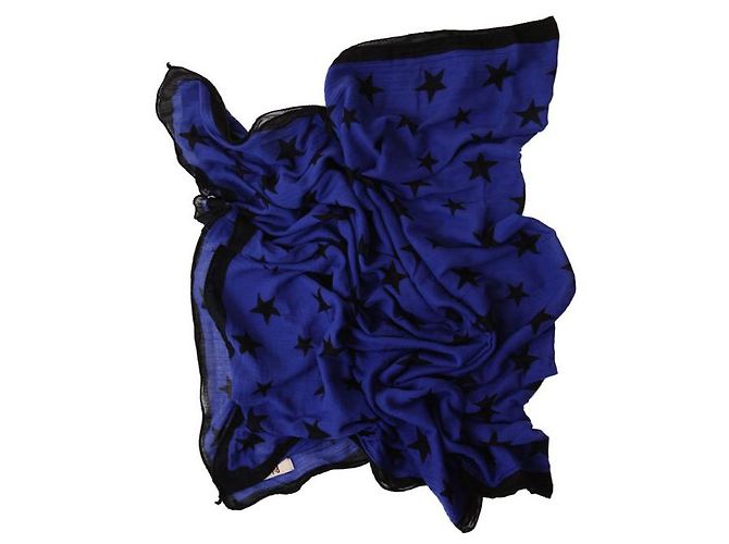 Autre Marque Rika, sciarpa blu con stelle nere. - vista 2