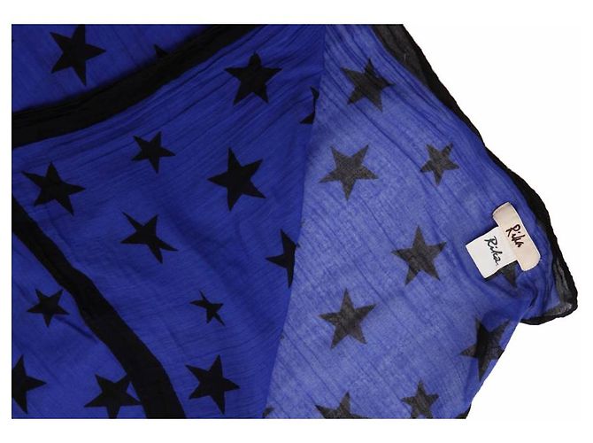 Autre Marque Rika, sciarpa blu con stelle nere. - vista 3