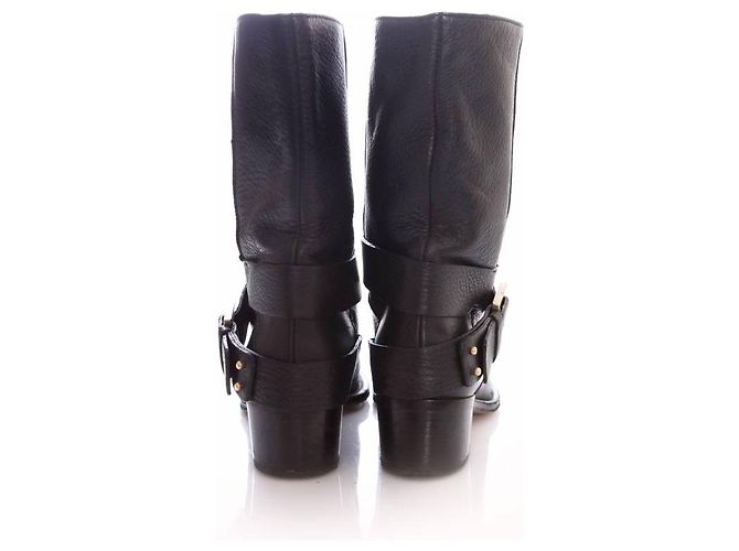 Chloé Chloe, botas biker de piel negras con hebilla. - vista 4